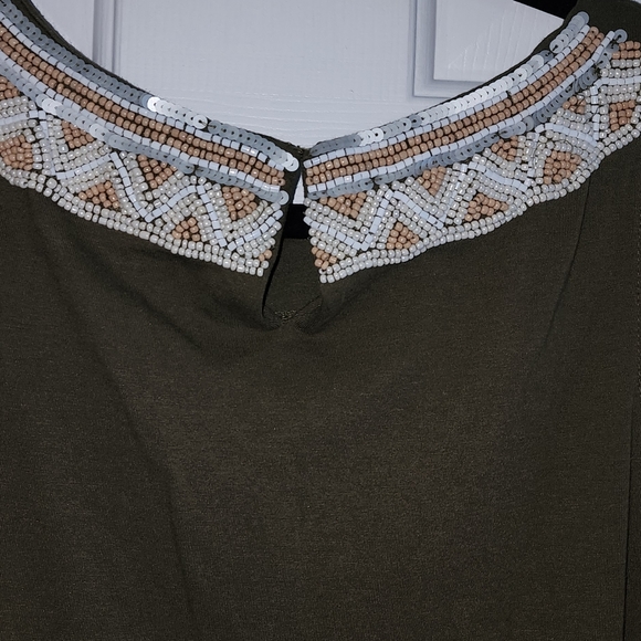 Ralph Lauren Army Green Sleeveless Blouse with Exquisite Beading - Picture 5 of 7